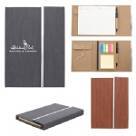 Woodgrain Padfolio With Sticky Notes And Flags